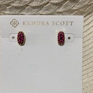 Kendra Scott Fuchsia Pave Ellipse Stud Earrings
